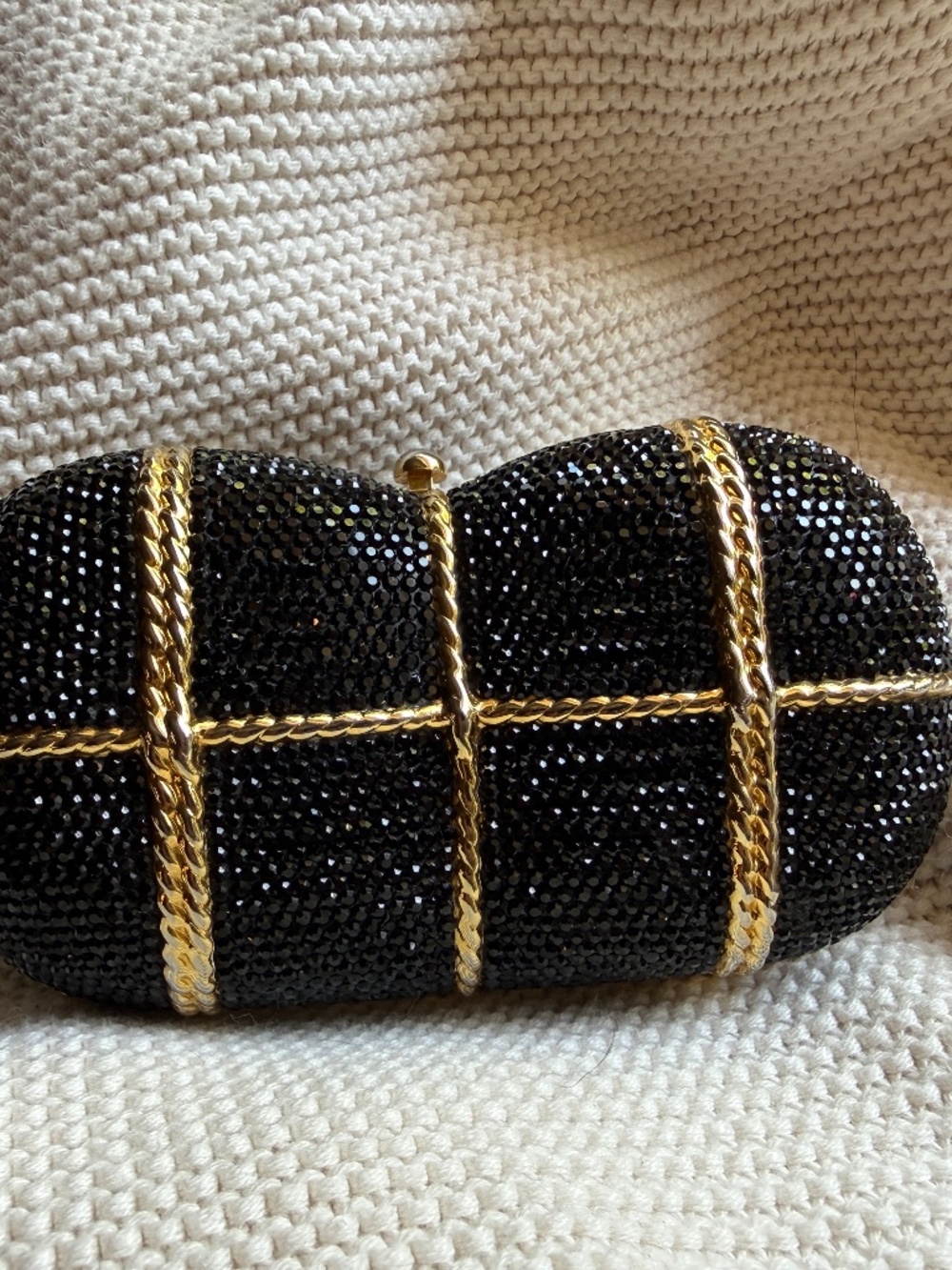 Judith Leiber black crystal evening bag